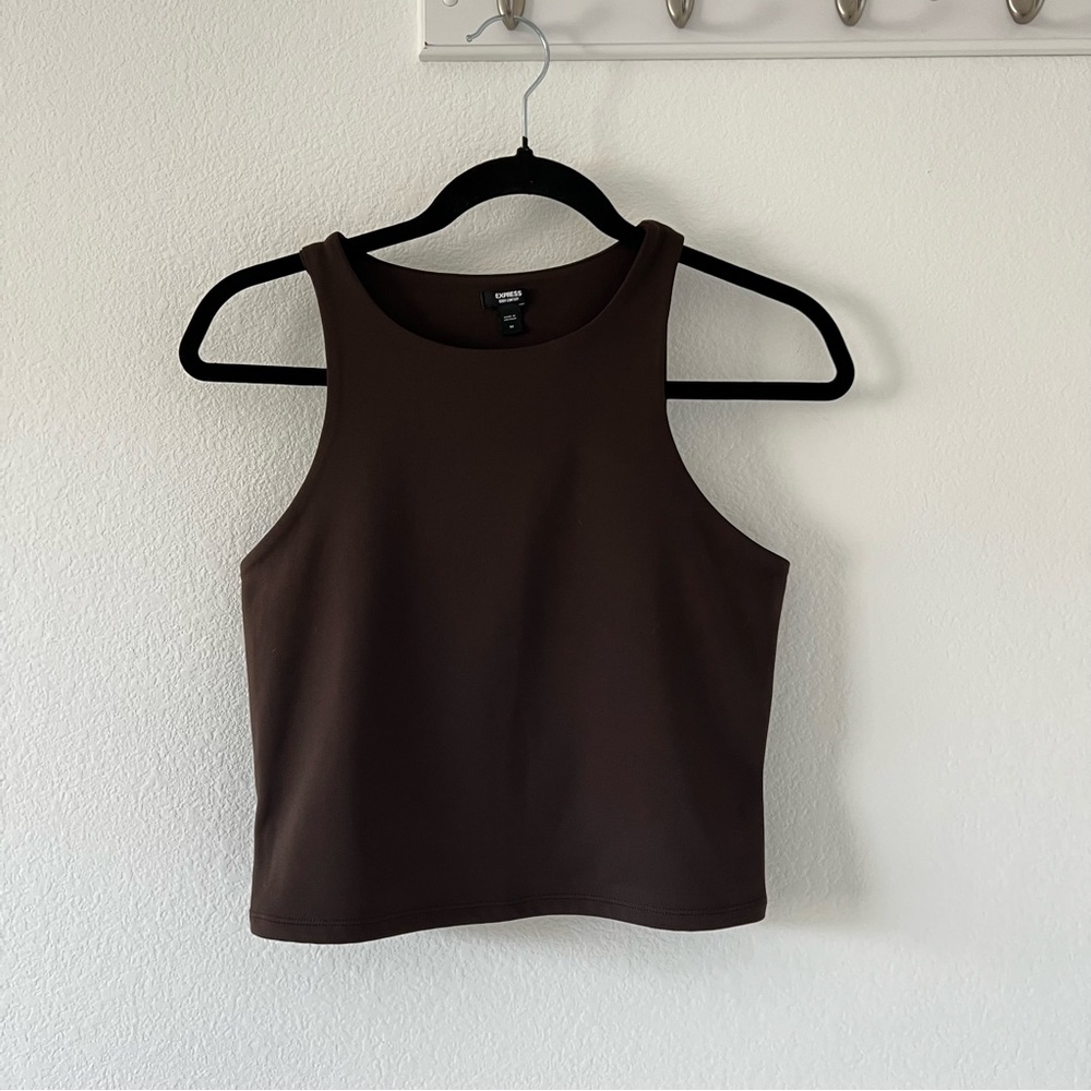 EXPRESS body contour high neck cropped tank